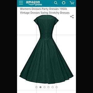 Dark Green 50s Rockabilly Full Skirt Swing Dress